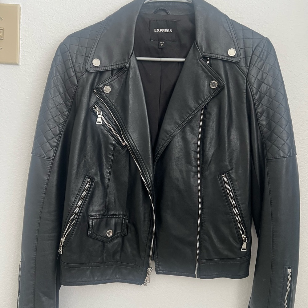 Express Quilted Black Biker Jacket